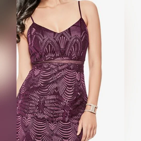 Guess Gianni Embroidered Mesh-Inset Dress Size: 8 - Picture 3 of 12